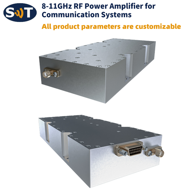 8-11GHz X-Band GaN RF Power Amplifier, +43dBm 43dB Gain 28VDC for Communication Systems