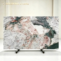 Dalle de marbre rose et vert GOLDKING naturelle quatre saisons pour mur, îlot de cuisine, baignoire, sol, meuble-lavabo, comptoir de bar, décoration intérieure