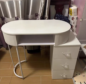 Table de Manucure Style Crème Blanche Multifonctionnelle – Ensemble Complet Luxe Léger et Simple avec Rangement Intégré pour Salon de Manucure - Product Image 5