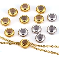 Perles d'arrêt en acier inoxydable perles de curseur réglable or argent 6/8/10mm avec anneaux de positionnement en caoutchouc pour la fabrication de bijoux