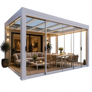 Toit en verre moderne personnalisable et écologique, design en polycarbonate rétractable, imperméable, résistant à la décomposition, anti-rongeurs, revêtement en poudre - Product Image 1