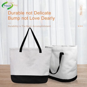 Linen <b>Tote</b> <b>Bag</b> With <b>Zipper</b> Custom Sublimation Print Shopping Handbag for Daily Use - Product Image 3