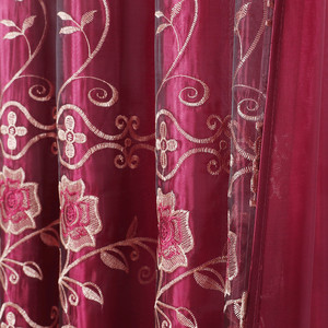 Fine fiore ricamato arte di lavoro organza sheer doppio strato ready made tenda <span class=keywords><strong>con</strong></span> abbinato attaccato mantovana - Product Image 4