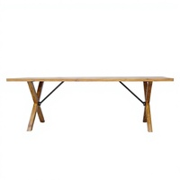 Table de ferme pliante traditionnelle en bois massif durable à pieds en X pour usage extérieur, hôtels et restaurants, style ferme