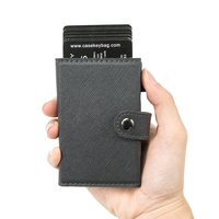 Dompet Kartu Kredit Kulit Saffiano Slim OEM Khusus dengan Kantong Depan dan Fitur RFID Blocking