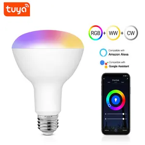Banqcn Alexa and Google Assistant Smart Wifi LED Bulb E26 RGBW Dimmable Smart Works BR30 800lm 9W 120/240V Aluminum Color Box