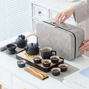Juego de Té Portátil para Exteriores, de Cerámica, con <span class=keywords><strong>Tetera</strong></span> <span class=keywords><strong>y</strong></span> 6 Tazas para Viajes <span class=keywords><strong>y</strong></span> Campamentos, Estilo Chino Tradicional, Ecológico - Product Image 4