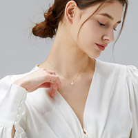 Pendentif en argent sterling 925 avec perle, chaîne en or vermeil 14 carats, perle d'eau douce naturelle, collier simple réglable en perle