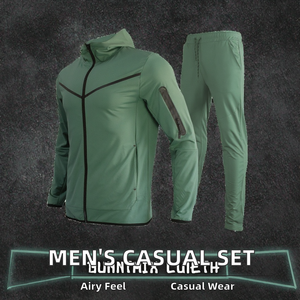 ODM/OEM Men's Casual Two-Piece Breathable <b>Knitted</b> Polyester/Cotton Summer Fitness Sweatsuit Outdoor Injection Outerwear <b>Set</b> - Product Image 2