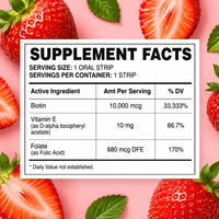 Bandes buccales ODM Glow saveur fraise, complément alimentaire très vendu, favorisant la santé des cheveux, des ongles et de la peau, et soutenant le système immunitaire