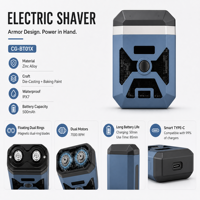Rasoir électrique à double moteur 7000 tr/min, style méca en alliage de zinc, mini rasoir pour hommes, étanche IPX7, tête magnétique, charge rapide USB-C