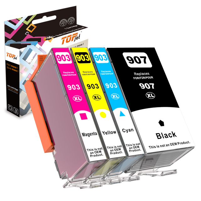 Topjet 903 907 907XL 903XL Compatible Color Inkjet Ink Cartridge for HP HP903 Hp907 OfficeJet Pro 6960 6970 6950 Printer