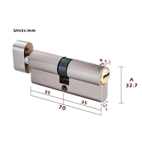 Cylindre de Serrure en Aluminium, Goupille en Laiton, Barillet en Laiton, Cylindre à Bouton Moleté