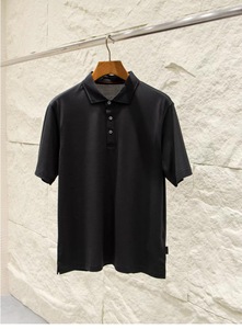 El Resort Italiano Polo |   Camisa de Manga Corta para Hombre, de Lujo, 100% Algodón de Alta Densidad, con Cuello Solapa, en Tono Azul Acero - Product Image 5