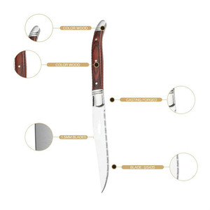 Couteau à steak <span class=keywords><strong>Laguiole</strong></span> de luxe en acier inoxydable de haute qualité, à lame dentelée, manche en bois, ensemble de couteaux de chef écologiques pour usage en restaurant - Product Image 2
