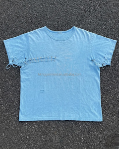 Camiseta Oversize de Algodón Ligero con Efecto Vintage y Aspecto Desgastado para Hombre - Product Image 1