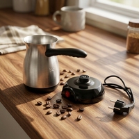 Cafetière turque en acier inoxydable, cafetière électrique anti-fuite, cafetière multifonction pour la maison