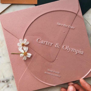 Invitations de luxe en acrylique brillant de taille personnalisée, <span class=keywords><strong>carte</strong></span> <span class=keywords><strong>d</strong></span>'<span class=keywords><strong>invitation</strong></span> de mariage avec enveloppe noire - Product Image 6
