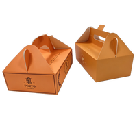 Boîte en carton artistique avec effet de gaufrage à chaud doré, emballage de luxe haut de gamme, impression couleur UV, pâtisserie, friandises sucrées, gâteau avec poignée