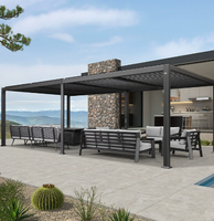 Pergola bioclimatique motorisée en aluminium, design moderne et minimaliste, structure carrée, toit à lames orientables, imperméable, pour jardin et terrasse extérieurs