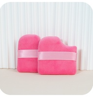 OEM Jiji Macaron Hue Crystal Velvet Puff avec sangle en ruban, applicateur de poudre libre ultra doux en forme de biscuit, poudre pressée