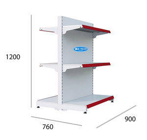 Estantería gondola de 3 niveles con respaldo liso, expositor metálico de Vietnam, respaldo fijo, rectangular, de instalación rápida, independiente - Product Image 1