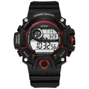 Montre de sport pour homme <span class=keywords><strong>Shock</strong></span>, style <span class=keywords><strong>G</strong></span>, grand cadran, alarme numérique, étanche 3BAR, bracelet en cuir PU - Product Image 4