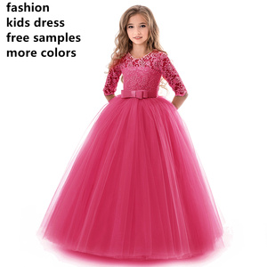 Robe en dentelle fleurie pour filles de 6 à 14 ans, vêtements de princesse, robe longue pour fête, robe de soirée pour filles, vêtements de mariage pour enfants - Product Image 3