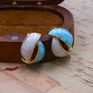 Fashion Stud Earrings Oval Geometric Design Light Luxury Temperament Trendy Earrings Customizable - Product Image 1