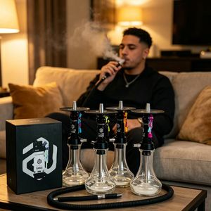Juego de Cachimba de Lujo Blanco con Diseño de Granada de Mano, Botella de Acero Inoxidable con Acabado Espejo - Product Image 4