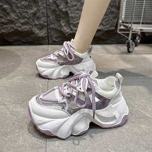 QLFashion Baskets respirantes polyvalentes pour femmes, Nouvelle collection automne, Style européen, Violet, Semelle épaisse, Rehaussement de hauteur 26 - Product Image 2
