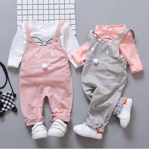 Ensemble de vêtements pour bébé fille nouveau-né, motif souris de dessin animé, 2 pièces, 0-4 ans, ensemble de vêtements en coton à manches longues pour bébé fille - Product Image 1