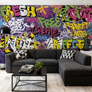 Street Art <span class=keywords><strong>Graffiti</strong></span> Grand <span class=keywords><strong>Papier</strong></span> <span class=keywords><strong>Peint</strong></span> en Tissu Hip-Hop pour la Décoration Intérieure - Product Image 3
