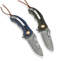 Couteau de poche pliant en acier Damas personnalisé, nouveau style Bochen, manche G10, haute dureté, couteau de chasse, de randonnée et de survie pour l'extérieur