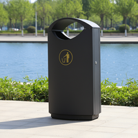 Poubelle à déchets en acier inoxydable 60l noire, poubelle commerciale pour les centres événementiels, les parcs, les rues, les lieux publics extérieurs
