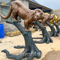 Statue de panthère en bronze grandeur nature, sculpture de faune pour la décoration de villas de luxe et de jardins