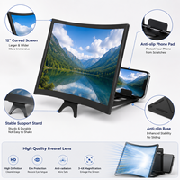 Foldable Portable 12 Inch Curved Screen Magnifier Stand 3-4X Eye Protection Plastic Bracket for Picnic Travel Gaming