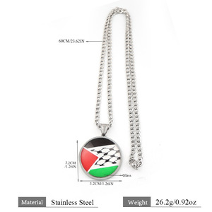 Collar con la Bandera Palestina, Joyería con Gema del Tiempo, Colgante de Palestina Anti-Guerra y Paz, Cadena de Acero Inoxidable para Suéter - Product Image 5