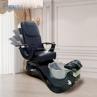 Mobilier de salon de beauté moderne luxe personnalisé, fauteuil de manucure pédicure électrique noir avec spa pour les pieds