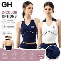 Ensemble de sport pour femmes GH avec logo personnalisé, pour le tennis, le golf et le pickleball, comprenant un débardeur polo sans manches, une jupe plissée et un soutien-gorge, séchage rapide, vente en gros