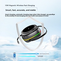 Chargeur sans fil magnétique 3-en-1 T33 avec câble rétractable ABS et métallique 15W pour support de bureau