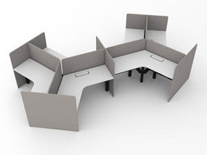 Escritorio Eléctrico Moderno <span class=keywords><strong>de</strong></span> Altura Ajustable con Doble Motor y Ángulo <span class=keywords><strong>de</strong></span> 120 Grados, Sistema <span class=keywords><strong>de</strong></span> Oficina en Clúster para 3 Personas, Paneles <span class=keywords><strong>de</strong></span> Privacidad, Gestión <span class=keywords><strong>de</strong></span> Cables - Product Image 4