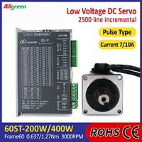 Controlador de Servomotor de CC de Bajo Voltaje 24/48V 6/10/12/15A 3000RPM 0.637/1.27/1.91N.m 200W/400W/600W, Kit de Controladores de Servomotor