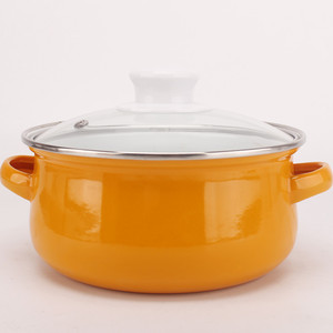 Casserole en émail pour la maison, personnalisée, 16/18/20/22/24 cm, casserole à ragoût, casserole à double paroi en acier au carbone émaillé, avec <span class=keywords><strong>couvercle</strong></span> en <span class=keywords><strong>verre</strong></span> - Product Image 1