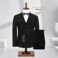 Costume 2 pièces pour homme fait main, orné de perles et de strass, veste à simple boutonnage et pantalon, smoking scintillant à sequins pour mariage, fête ou marié