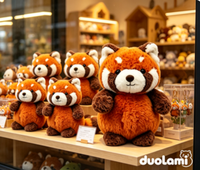 Peluche Panda Rouge Douce et Moelleuse, Poupée Animale pour Cadeau Promotionnel, Peluche Personnalisée