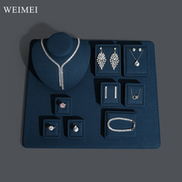 WEIMEI bleu microfibre magasin de bijoux comptoir affichage accessoires collier boucle d'oreille anneau bijoux présentoir en gros plateau de bijoux
