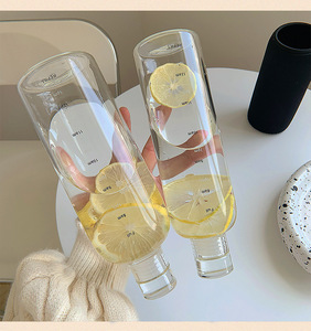 Bouteille d'eau en verre de grande capacité de 500ml 750ml avec couvercle de marqueur de temps pour boisson à l'eau - Product Image 4