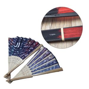 Éventail personnalisé QM avec logo imprimé, en tissu, bois, bambou, papier, pliable, pour mariage - Product Image 5