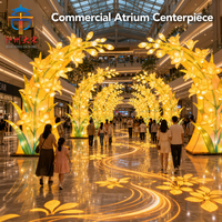 Lanterne commerciale artisanale en soie en forme de lys, étanche, à LED, pour tunnel de cheminée lumineux pour festival